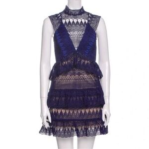 MOVING SALE Self Portrait Sleeveless Navy Lace Peekaboo Dress